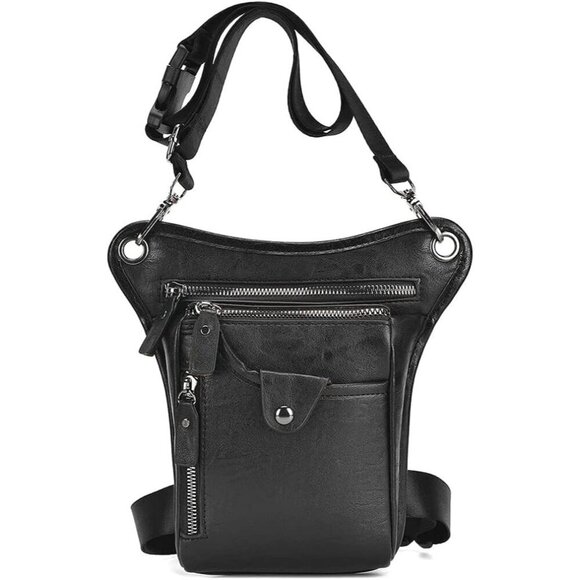 No Brand Handbags - 💫 Women Black Leather Waist Pack Multi-Purpose Motorcycle Bike Riding Hiking